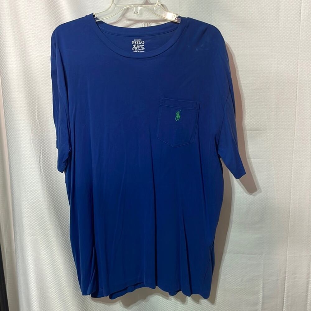 Polo xl royal blue 💯 cotton short sleeve t shirt embroidered hoarse on pocket